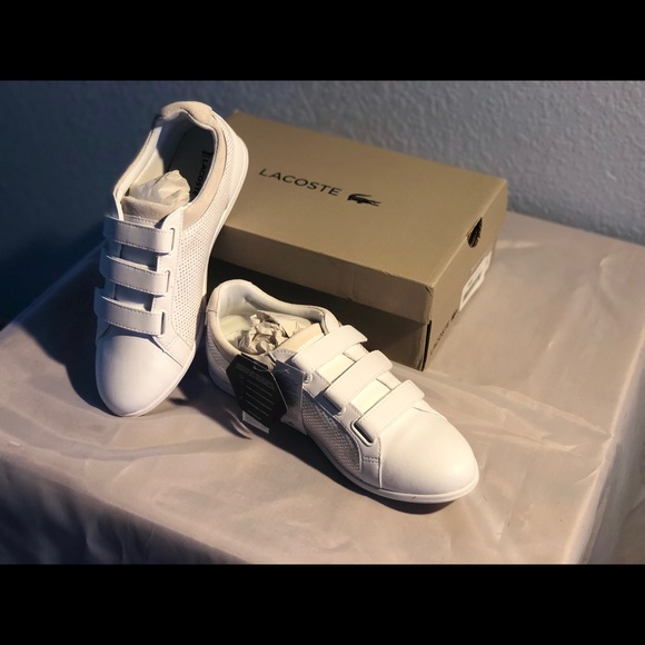 lacoste velcro trainers womens